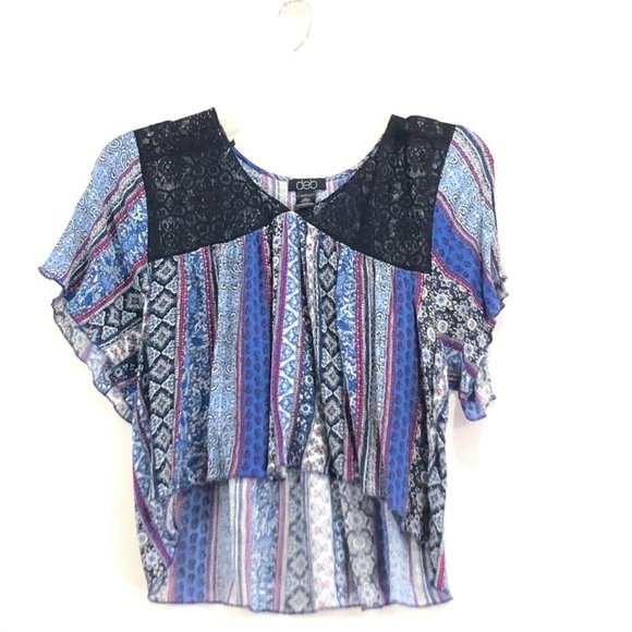 Deb Woman's Sz L Top Hi Low Cropped Peasant Boho - Picture 1 of 5